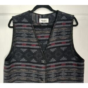 Tribal Sportswear Vest Aztec Wool Blend Pockets Western Medium Bulgaria